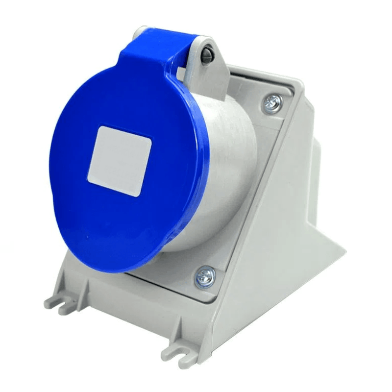 Tomada Industrial Não Metálica Sobrepor Fêmea Tripolar + Terra 32A 220/240V Azul N4209 Steck